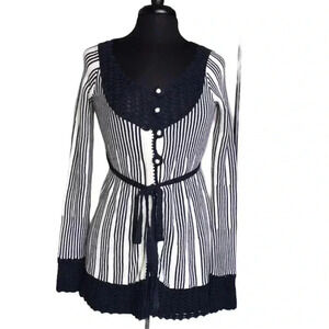 Sparrow Striped Crochet Knitted Cardigan Sweater Size XS